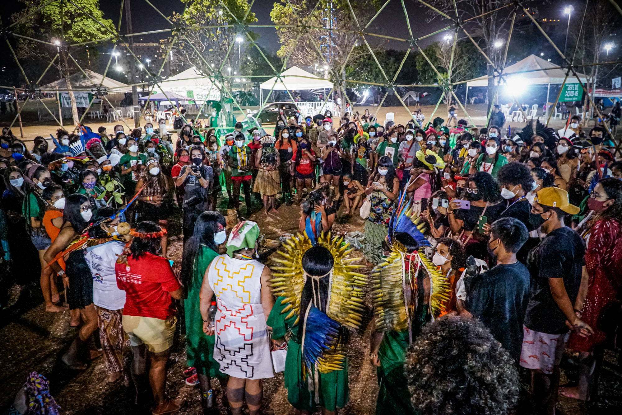 Participants gather during the Second March of Indigenous Women, Brazilia, Brazil, September 2021. (Photo by Ana Pessoa / Mídia NINJA.)