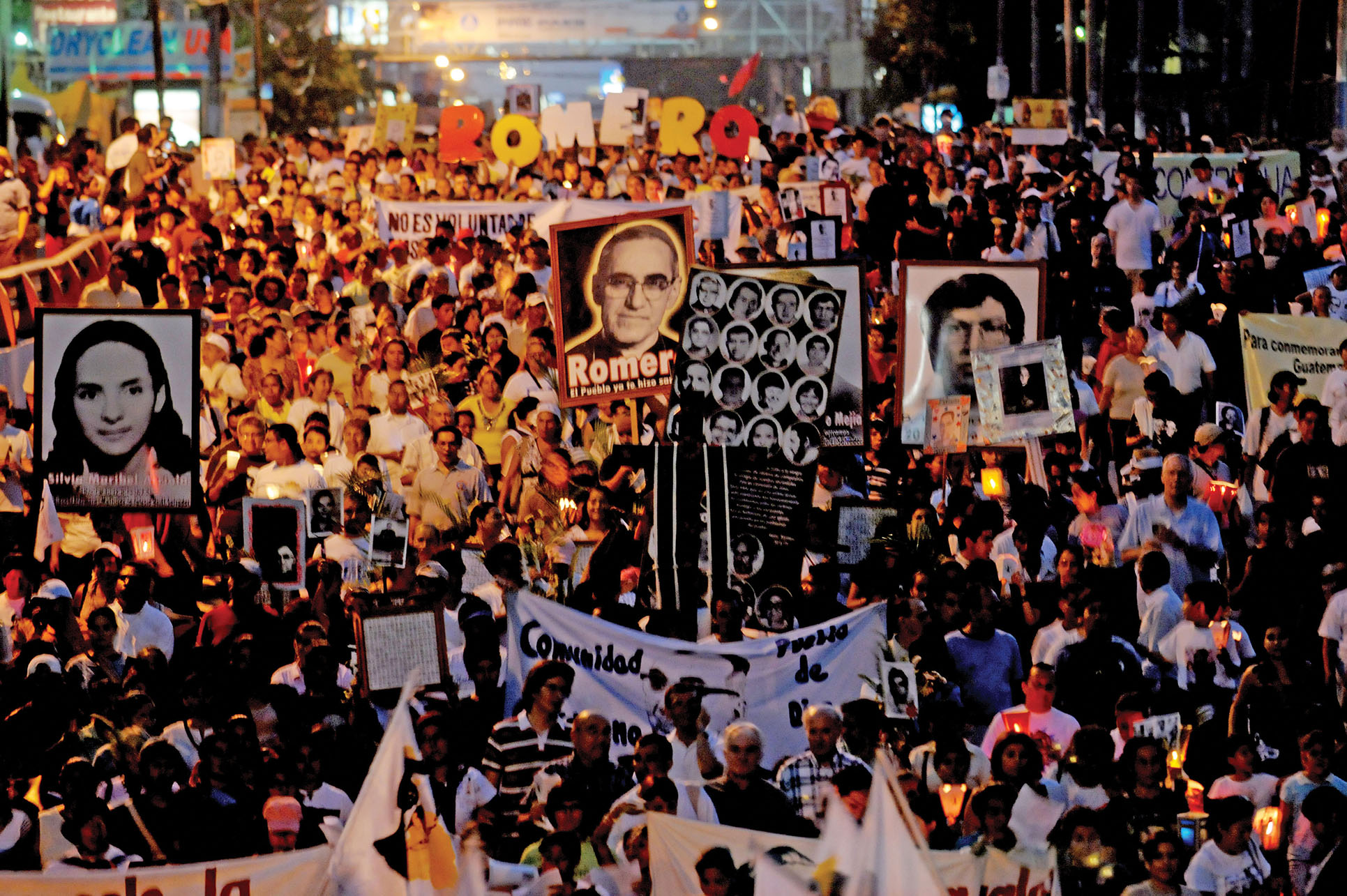 A huge 2010 San Salvador procession marks the 30th anniversary of Romero’s murder. (Photo by José Cabezas/AFP/Getty Images.)