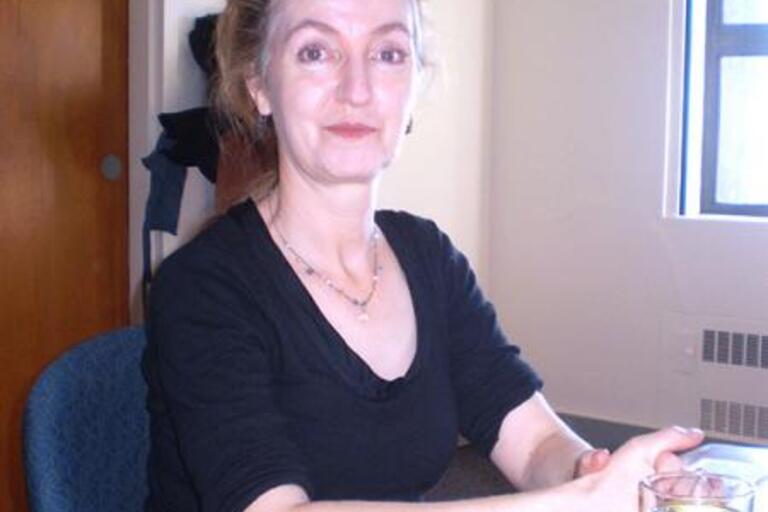 Rebecca Solnit before her talk at UC Berkeley.