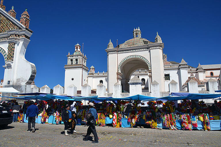 The Copacabana Cathedral in Bolivia houses copies of Rubens’ paintings.