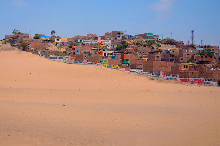 Picture of Lurín, Peru; sand dune and houses 