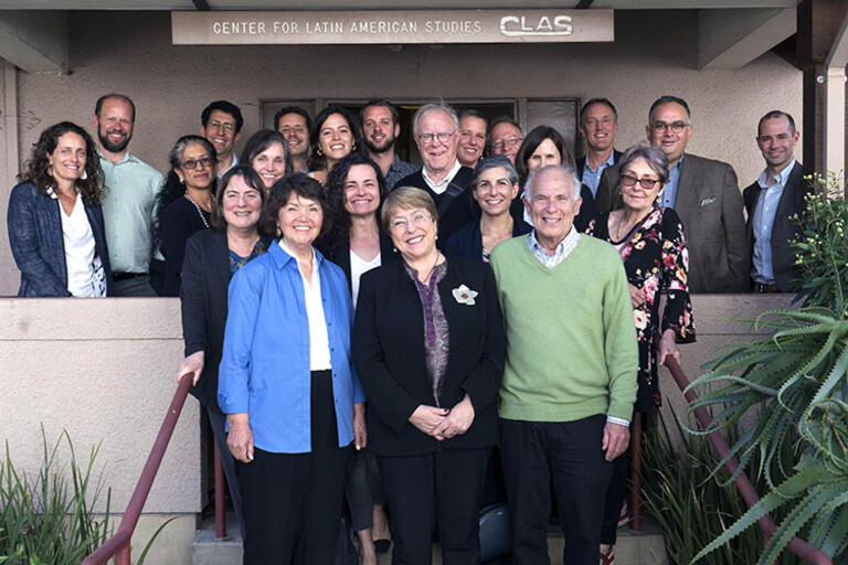 President Bachelet with UC Berkeley faculty and CLAS friends, including UC Regent John A. Pérez (back row, second from right)