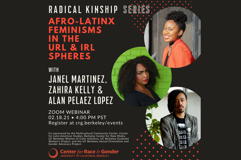 Promotional image for "Afro-Latinx Feminisms in the URL & IRL Spheres", featuring the speakers.