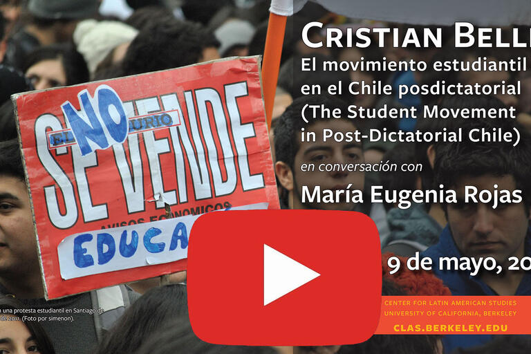 Intro slide for Cristián Bellei's talk - a 2011 protest over education in Chile.