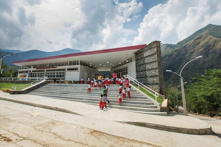 A new school in Peque, Antioquia, built by Governor Sergio Fajardo (2012–2016).  (Photo courtesy of Sergio Fajardo.)