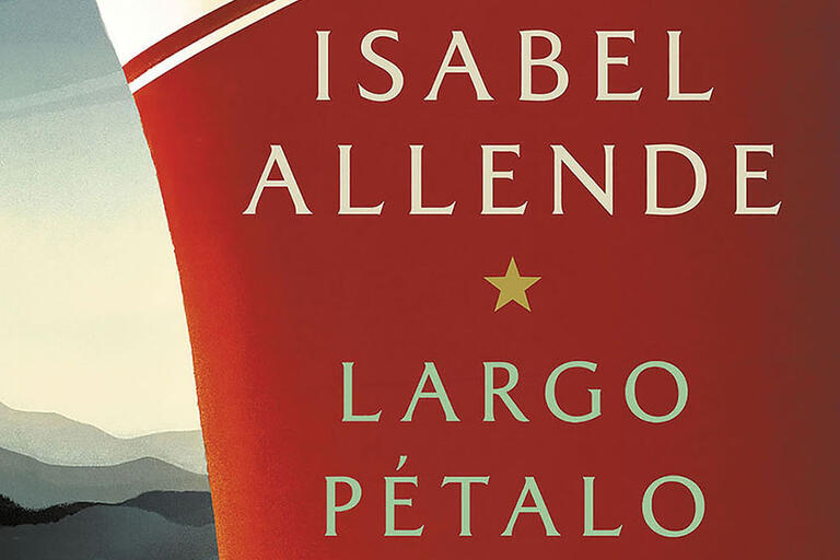 The cover for the Spanish-language edition of Isabel Allende’s A Long Petal of the Sea.  (Image courtesy of Penguin Random House, LLC.)