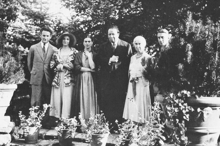 Frida Kahlo and Diego Rivera with Edsel Ford’s mother Clara, among others, at a Ford estate in Detroit. (Photo courtesy of Graham Beal.)