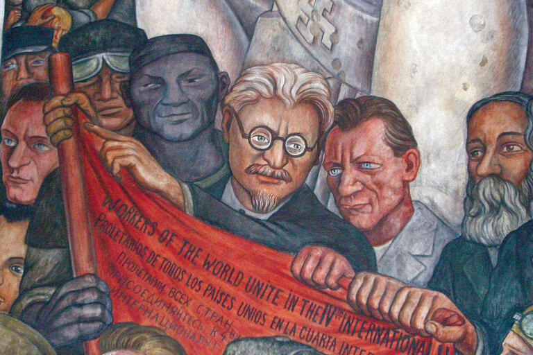 Trotsky appears in a detail from the Diego Rivera mural "Man, Controller of the Universe" (Photo by Gabriel Aguilera.)