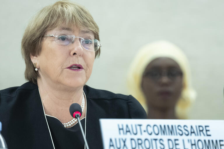 Michelle Bachelet speaks before the United Nations Human Rights Council, September 2018.