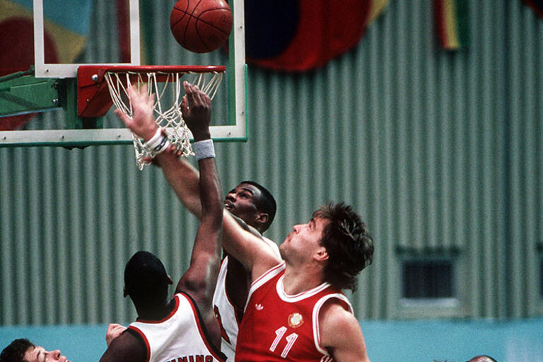 The U.S. and Soviet Union men's basketball game at the 1988 Summer Olympics