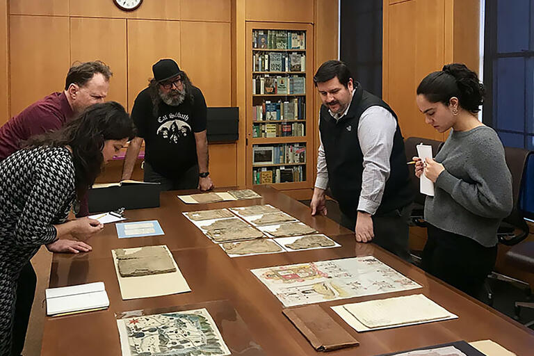 The Latin American Art & Literature Working Group members meet with José Adrián Barragán-Álvarez, Curator of Latin Americana at the Bancroft Library. 