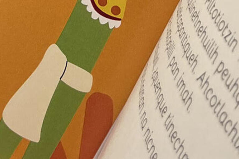Pages from a Nahuatl textbook. (Photo by Julia Byrd.)