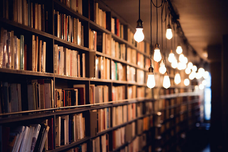 Books with lightbulbs