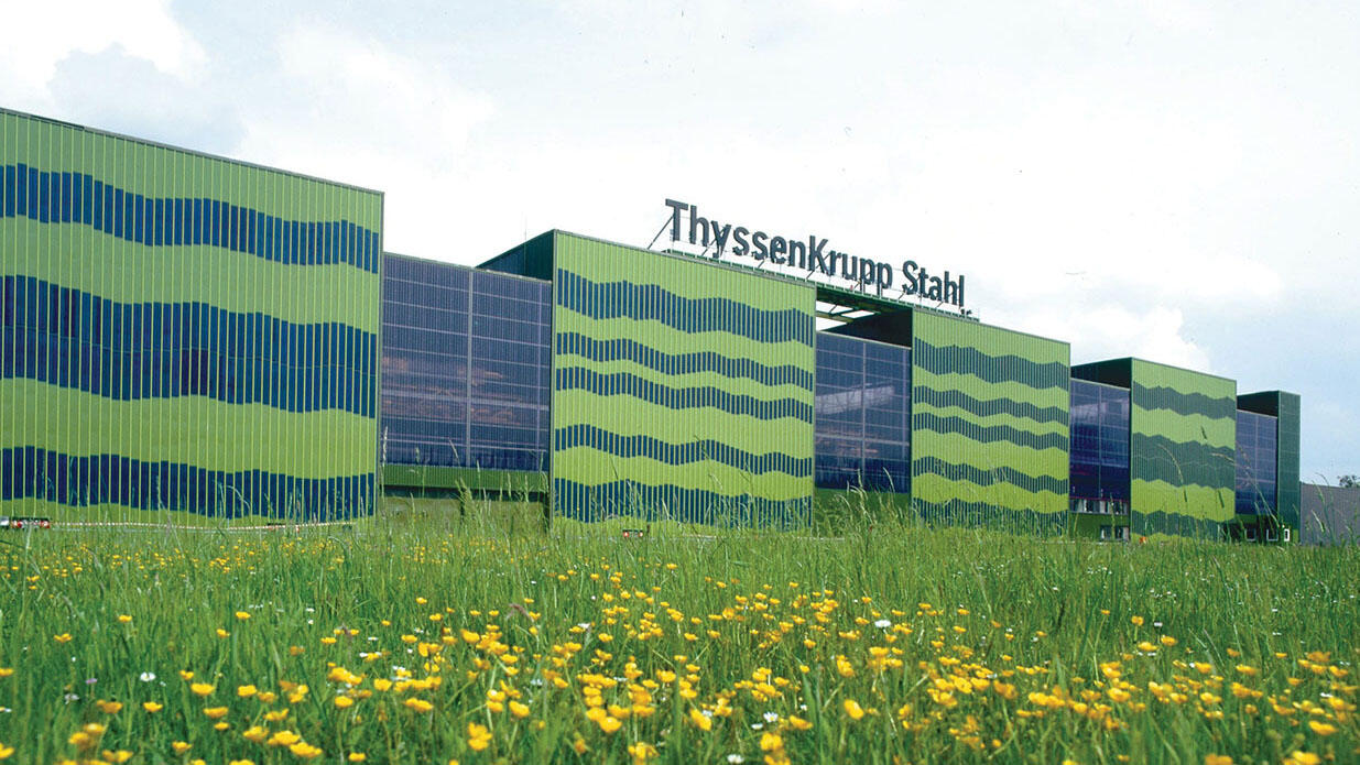 A ThyssenKrupp facility in Germany is covered in thin-film solar material. (Photo courtesy of Stan Ovshinsky.)