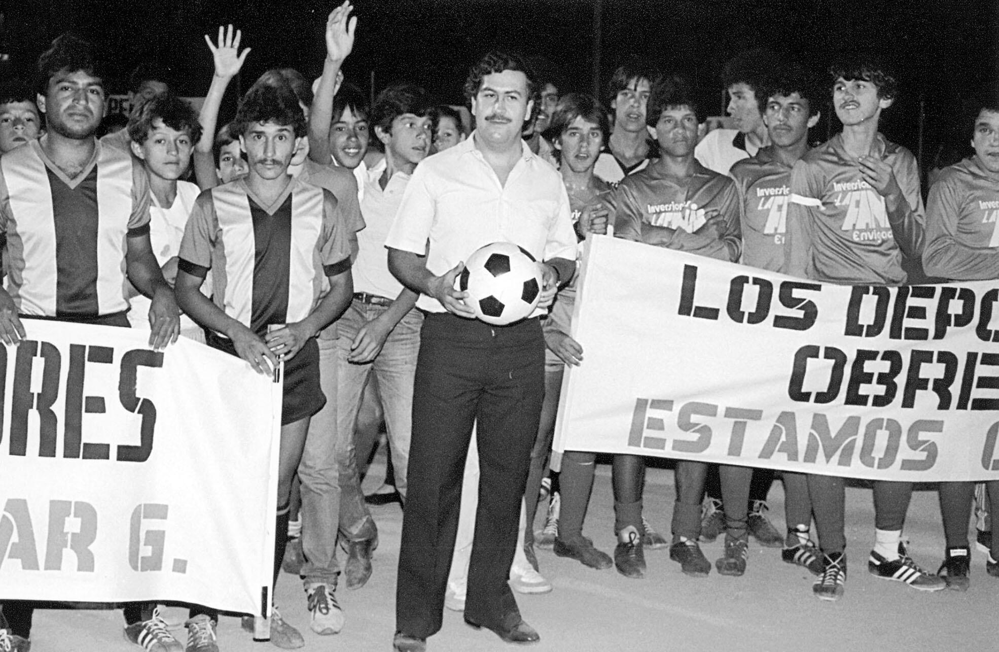 Pablo Escobar, shown holding a ball, was both a drug kingpin and a supporter of under-resourced local soccer teams. (Photo courtesy of All Rise Films.)