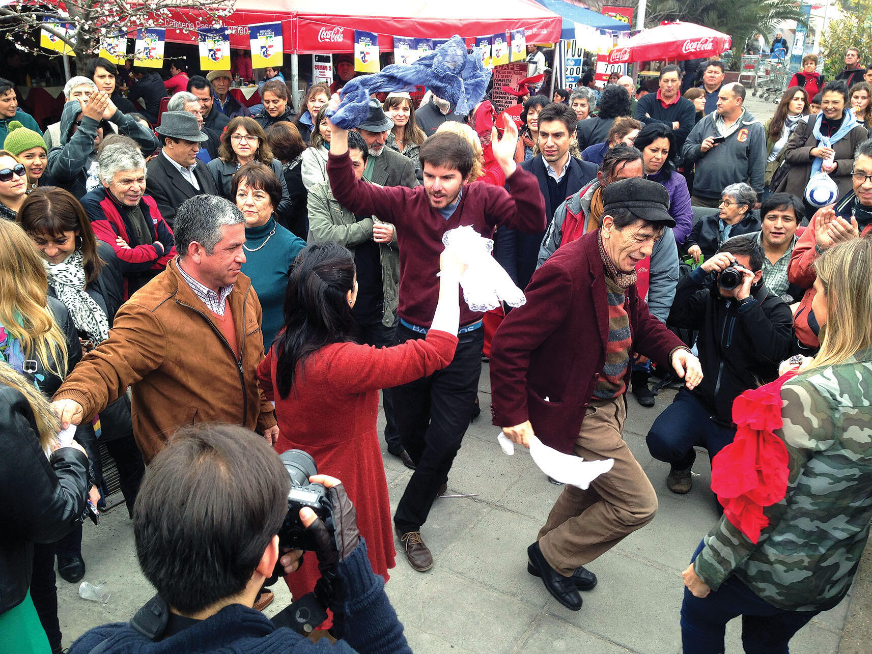 Giorgio Jackson, who went from leading a student protest movement to the Chilean congress, dances the cueca in the streets of Santiago. (Photo by guachacas.)