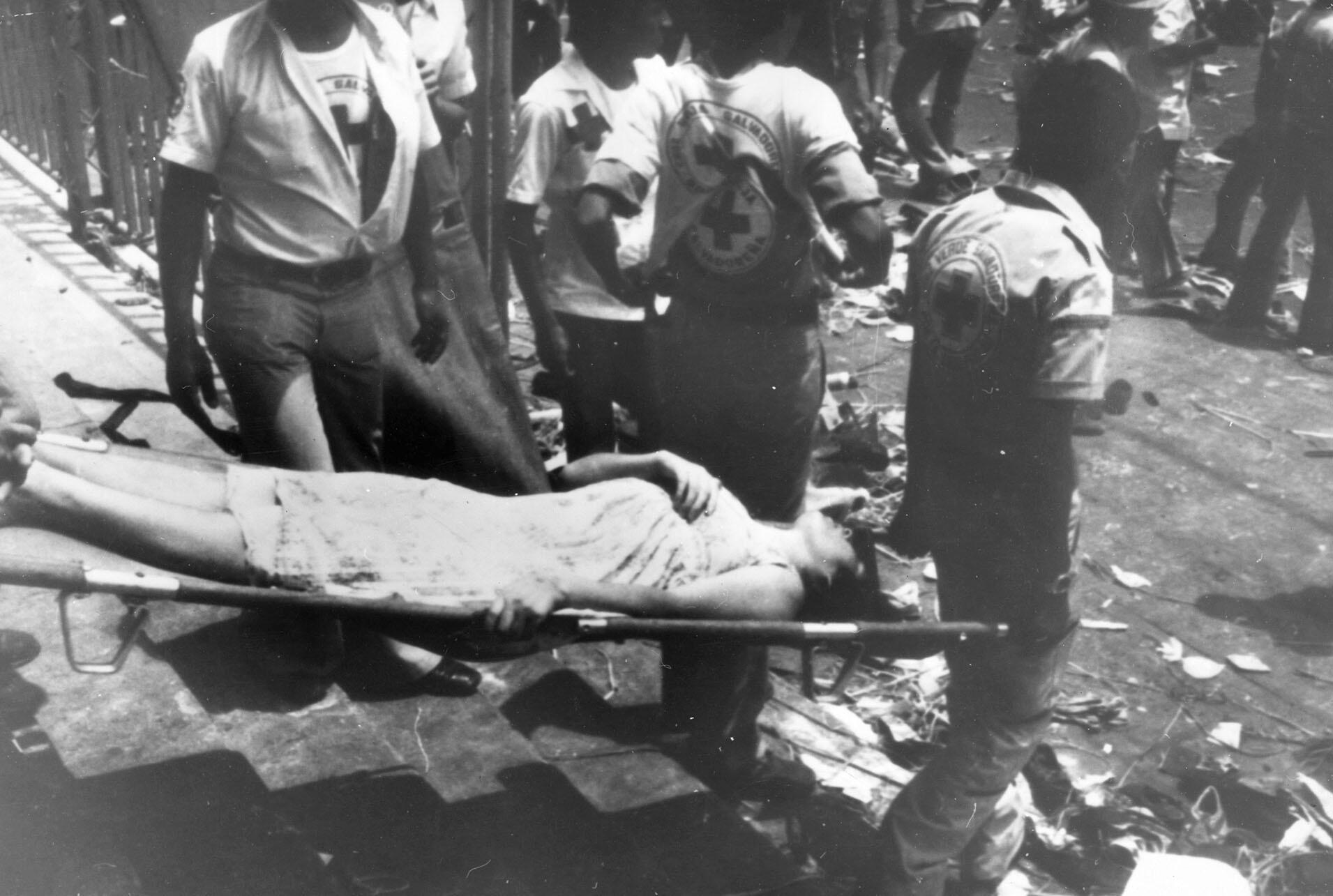  a casualty of the massacre at Archbishop Oscar Romero’s funeral, April 1980. (Photo from Keystone/Getty Images.)