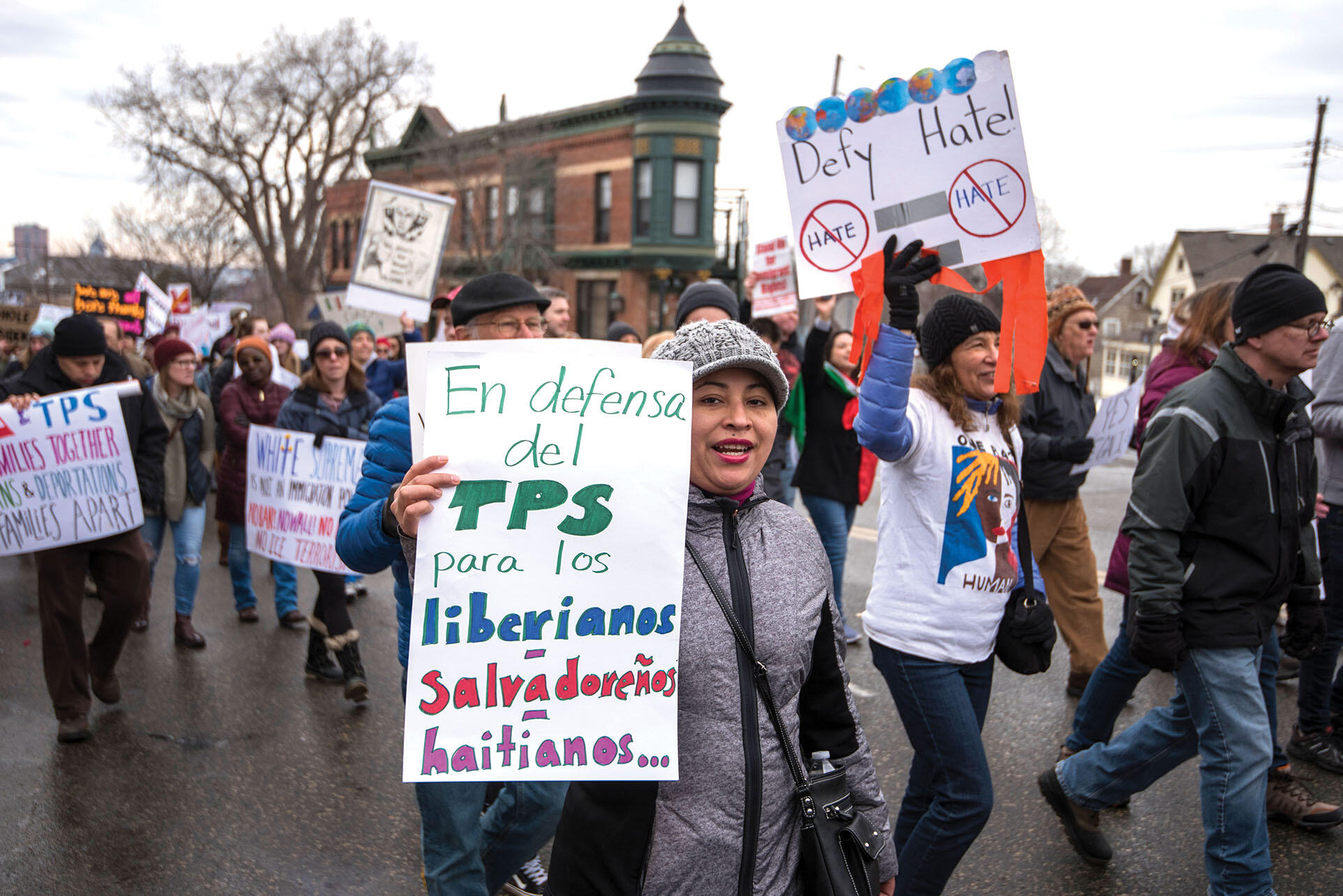 A rally supporting the continuation of Temporary Protected Status (TPS) for refugees, January 2018. (Photo by Fibonacci Blue.)