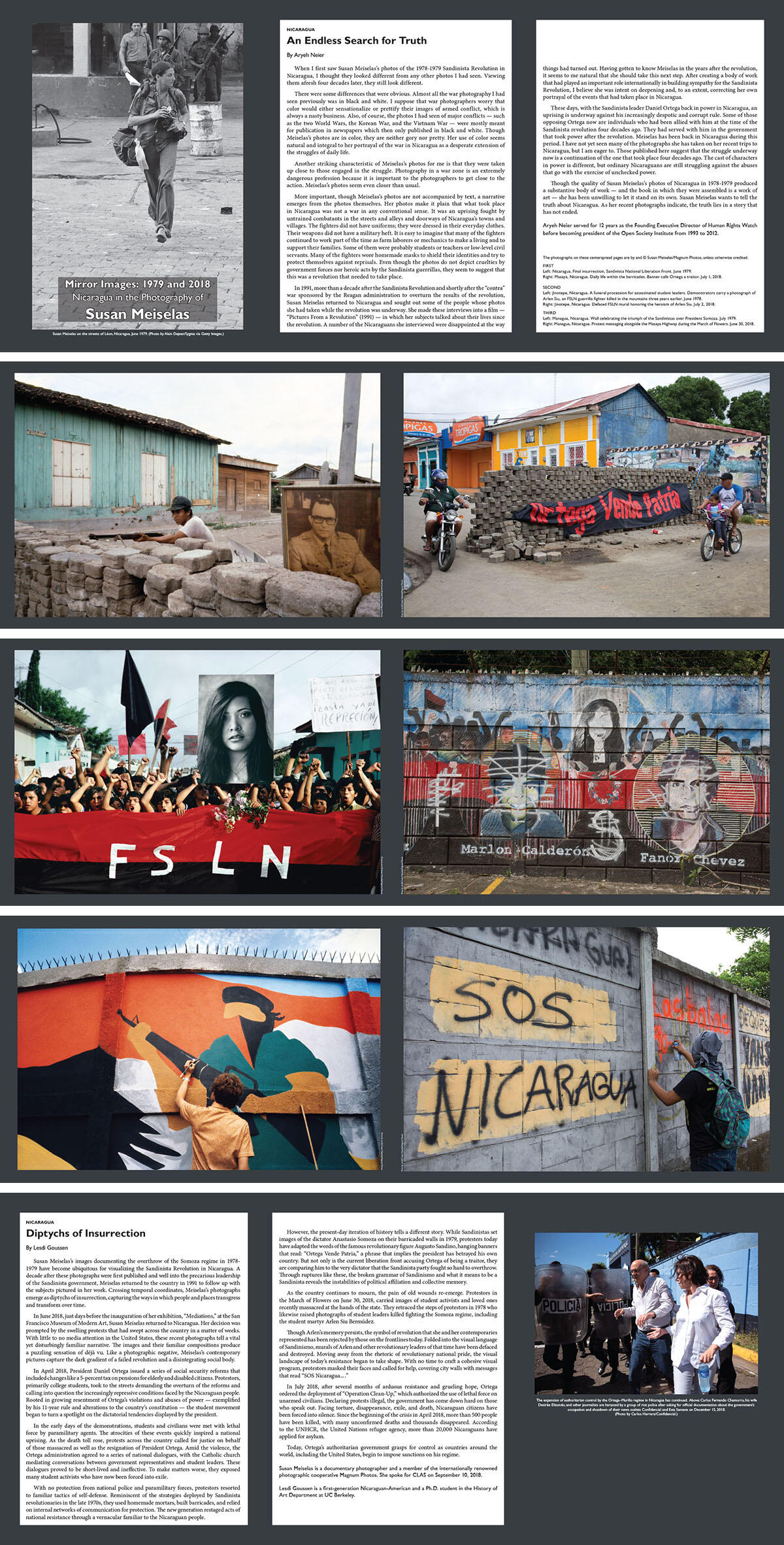 The complete section of Susan Meiselas photos and articles from the Fall 2018 Berkeley Review of Latin American Studies, featuring photos by Meiselas. (Photos by and © Susan Meiselas/Magnum Photos.)