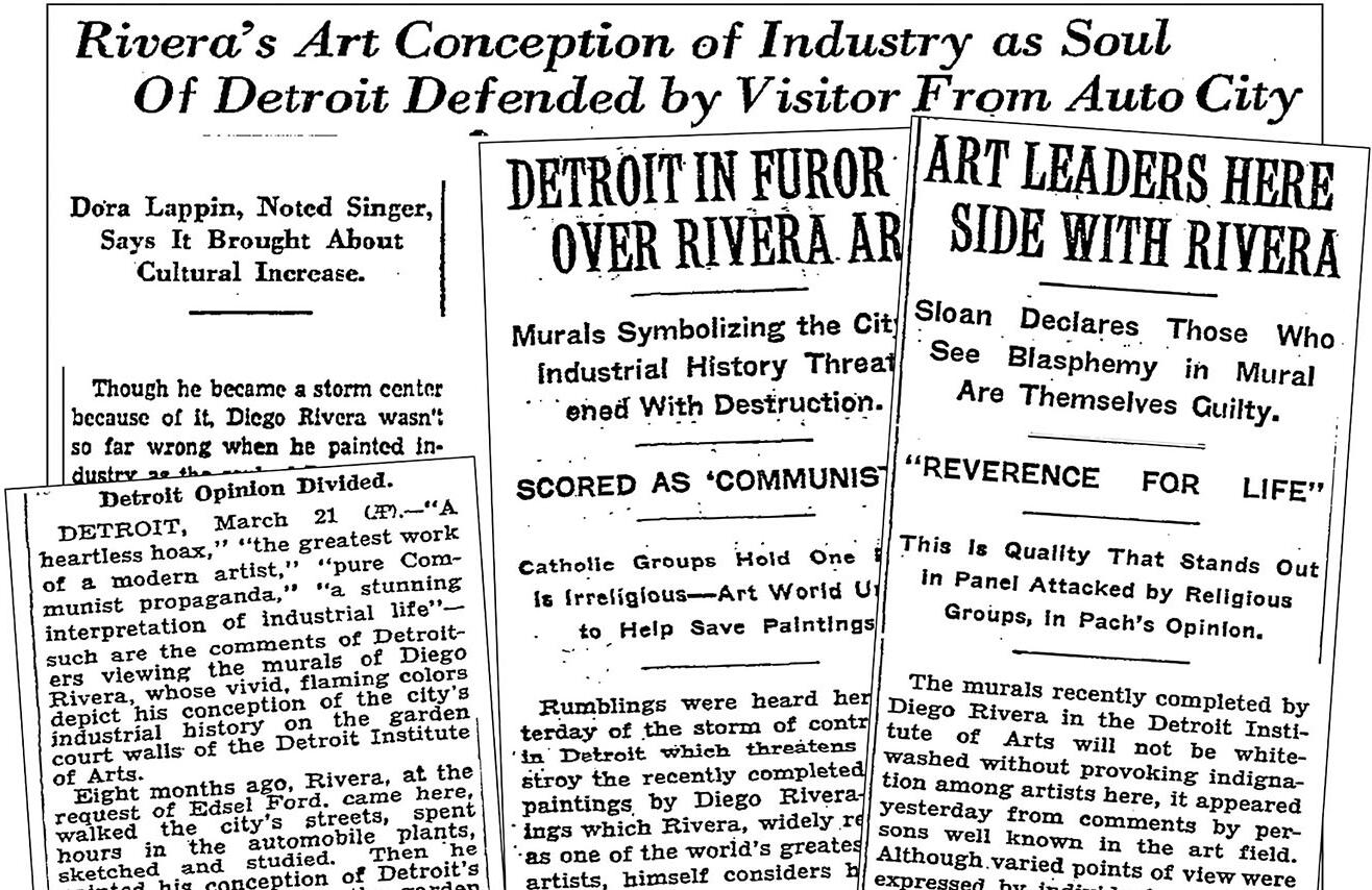 Debate about Rivera’s “Detroit Industry” following its opening.