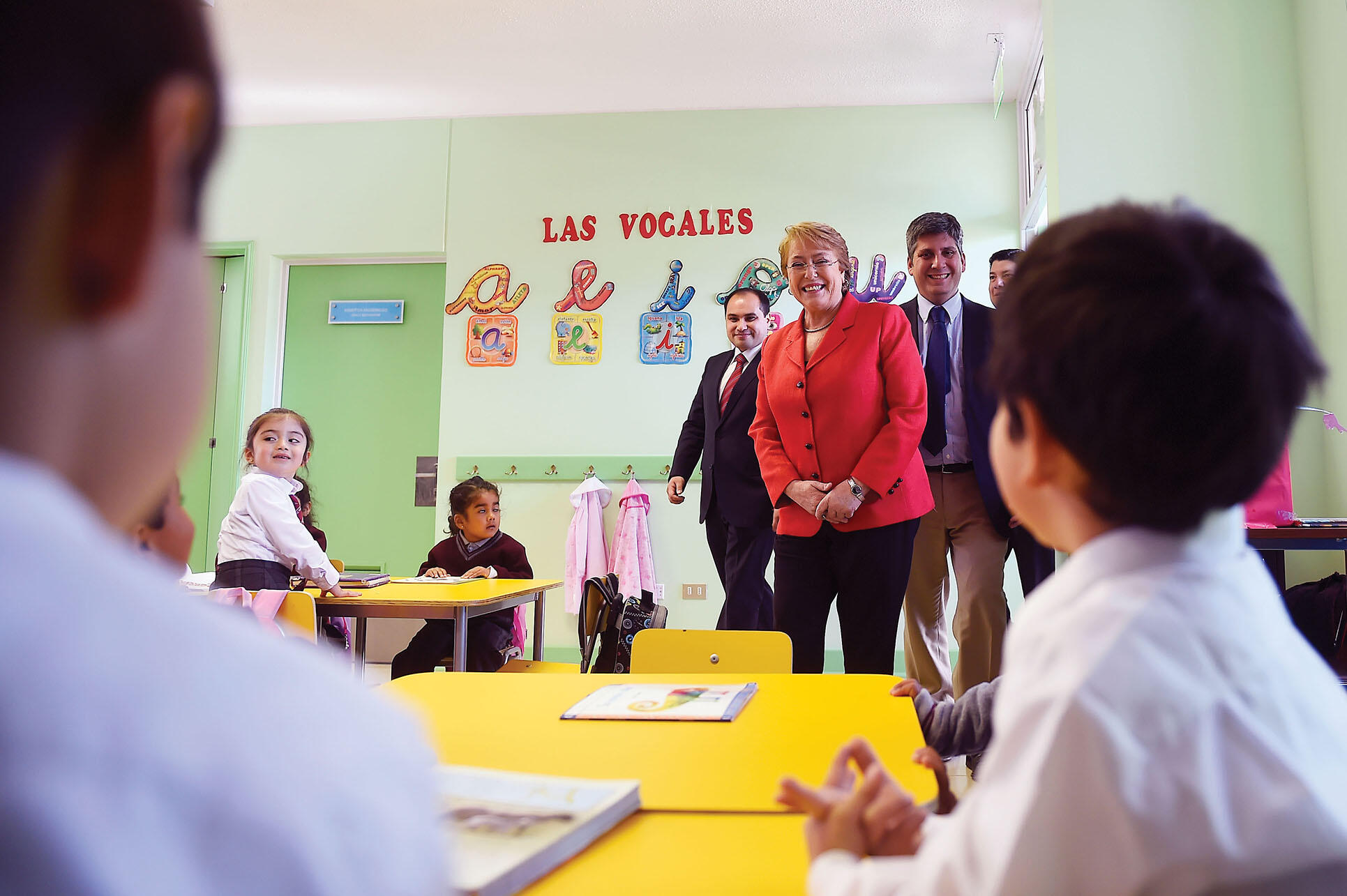 President Michelle Bachelet visits a Chilean school,  August 2016. (Photo courtesy of Gobierno de Chile.)