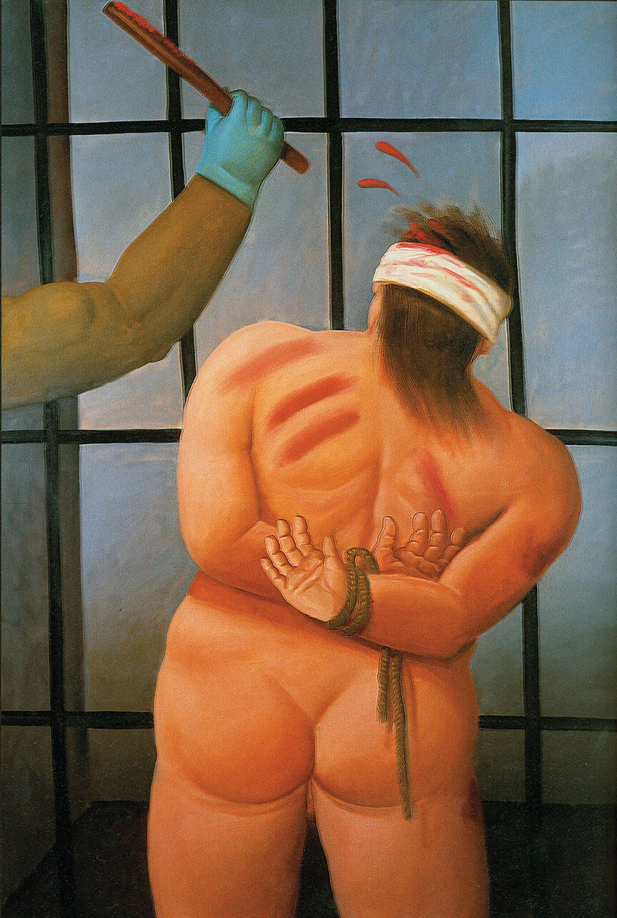 Fernando Botero,  “Abu Ghraib 74,” 2006. 175 x 117 cm, oil on canvas. (Image courtesy of Fernando Botero.)