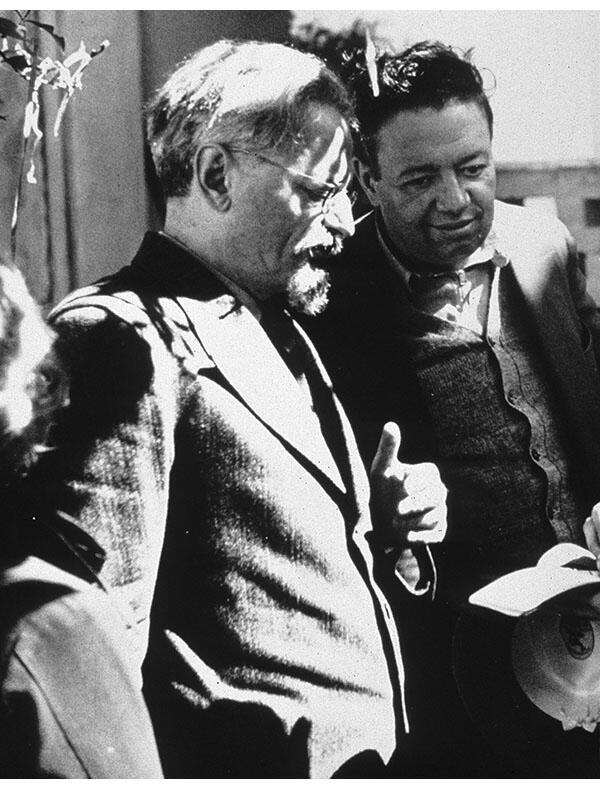 Leon Trotsky converses with Diego Rivera in Mexico. (Courtesy of the Bernard Wolfe Slide Collection, Hoover Institution Archives.)