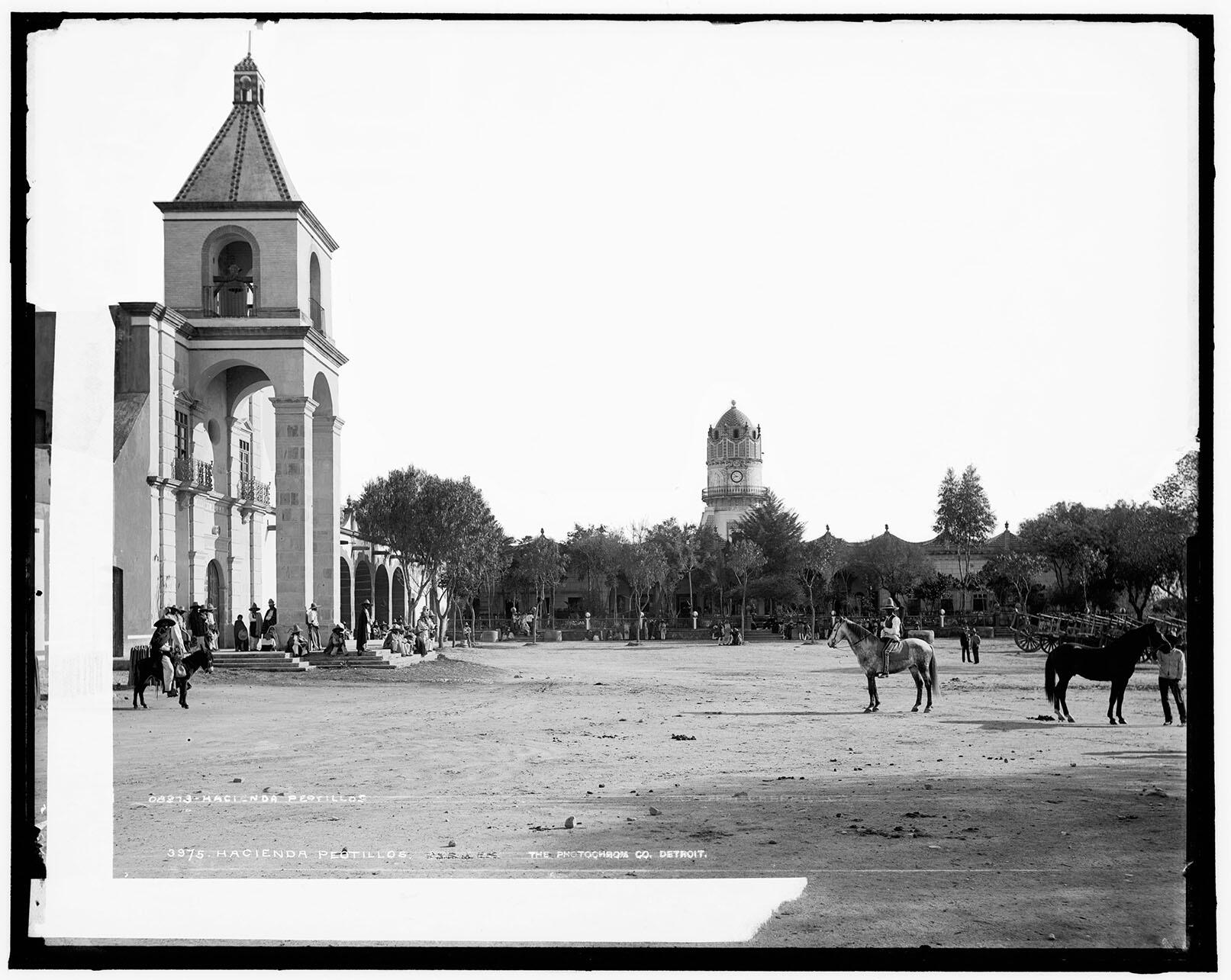 An 1880 photo of  the plaza of Hacienda Peotillos, San Luis Potosí, Mexico. (Photo by William Jackson Henry/Library of Congress.)