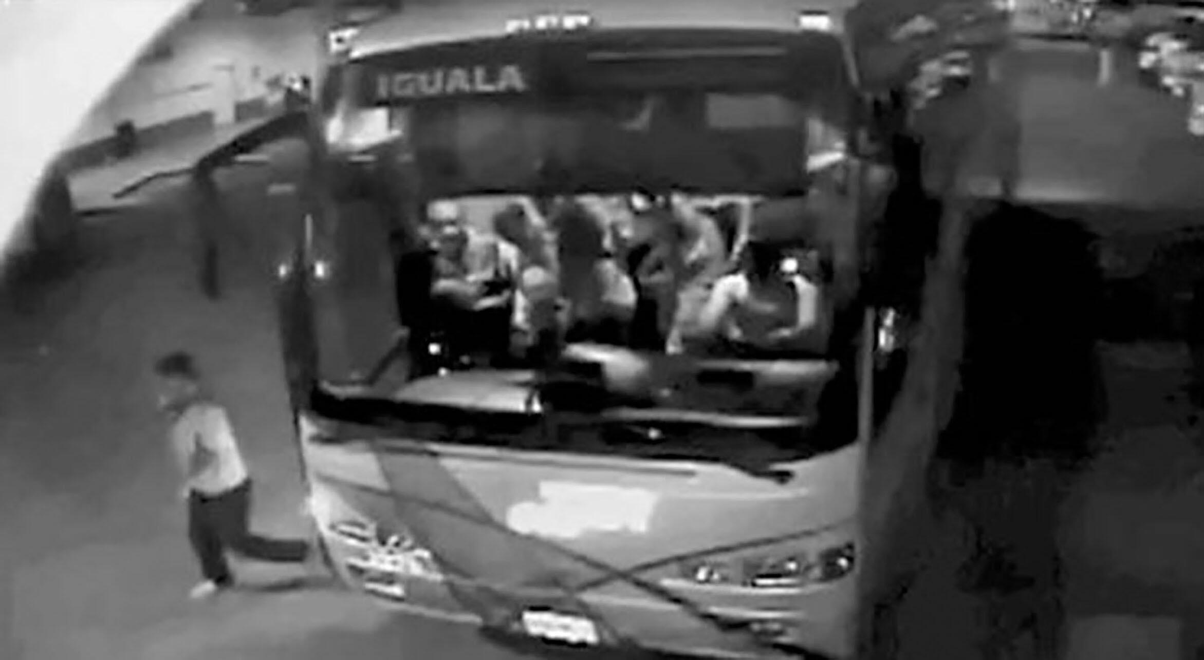 Security camera image of the “fifth bus,” thought to be outfitted for drug smuggling, and the supposed cause of the violence against buses that night. (Photo courtesy of the GIEI.)
