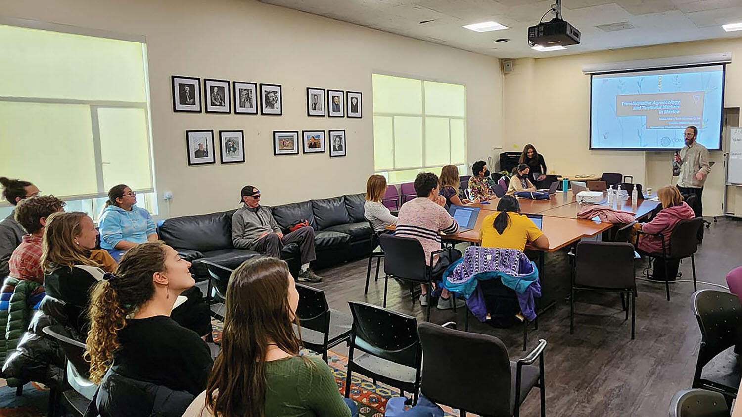 The talk from the “Transformative Agro-Ecology” workshop fills a conference room at Berkeley, March 2023. (Photo courtesy of the Latin American and Caribbean Socionatures Working Group.)