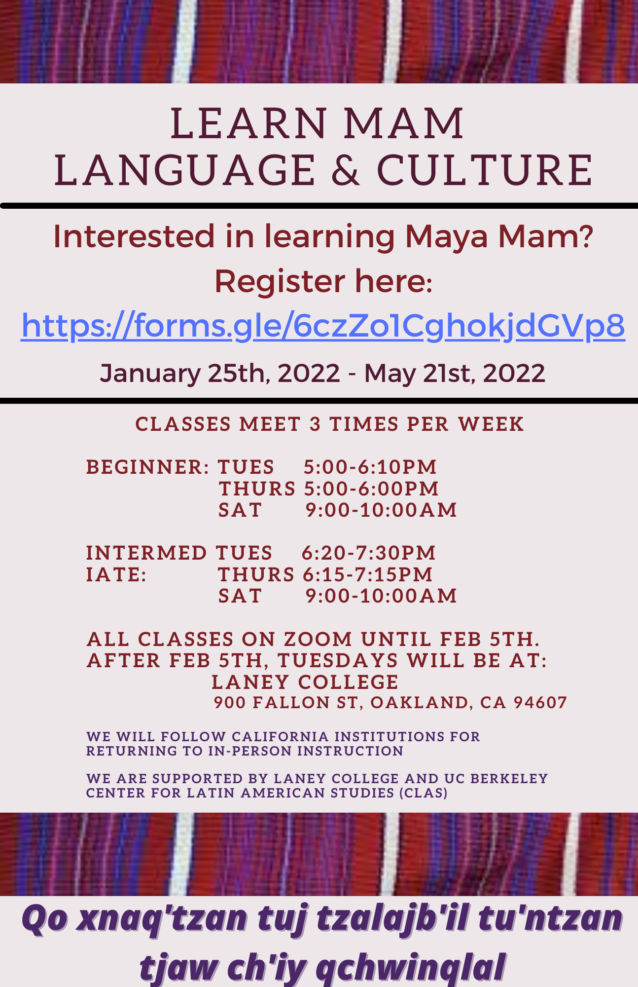 Flyer for Mam Course