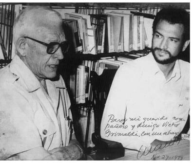  Juan Bosch (left) and Dominican journalist and political figure Víctor Manuel Grimaldi Céspedes. (Photo courtesy of convictorgrimaldi.)