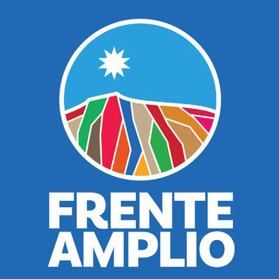 The logo of Chile's Frente Amplio, a star over colorful mountains. (Image from Wikimedia.)